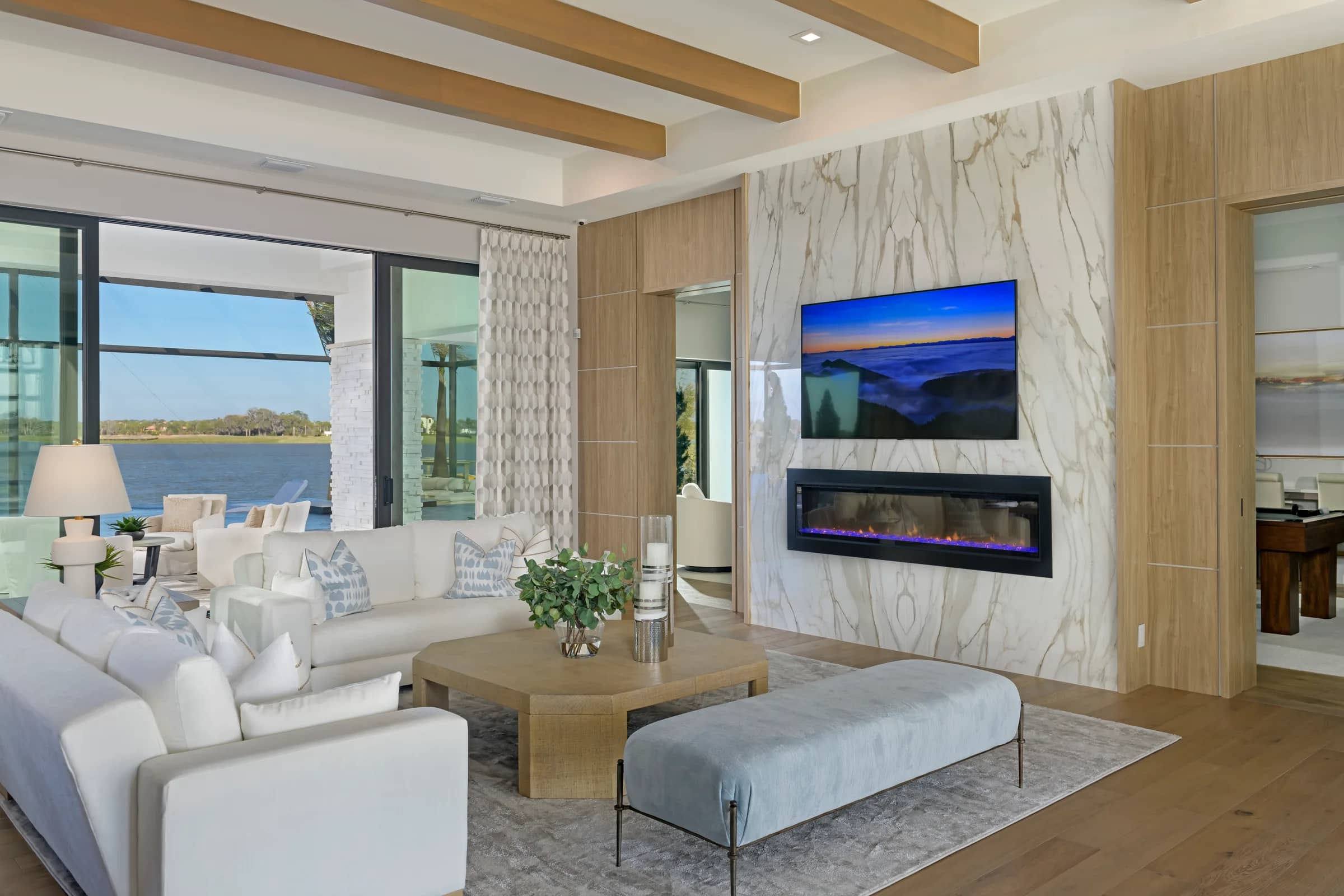 Living to fireplace