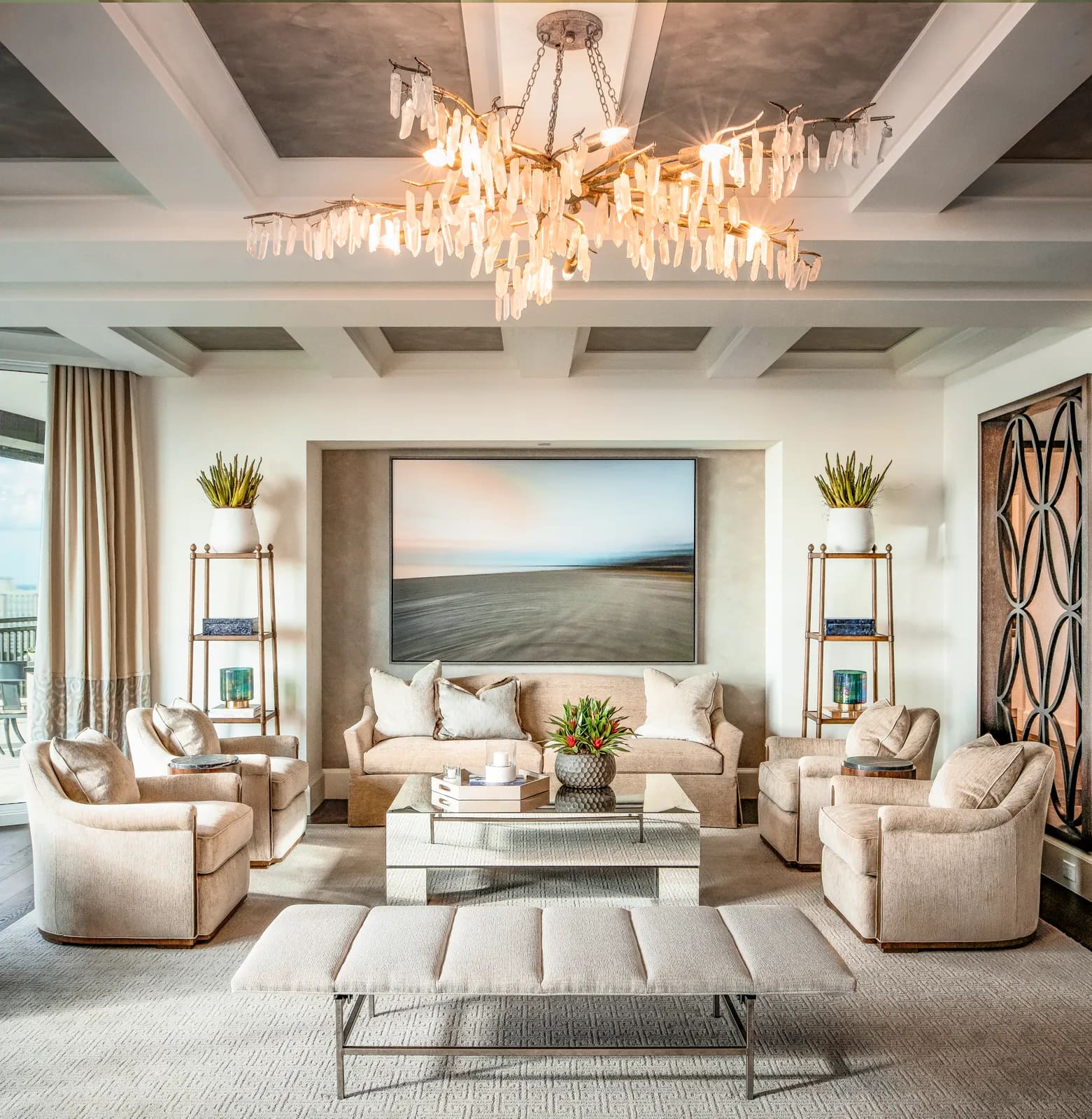 “Capturing Coastal Tranquility: Recreating the Serene Elegance of a Stunning Coastal Living Room”
